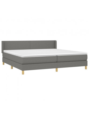 Giroletto a Molle con Materasso Grigio Scuro 200x200 cm Tessuto