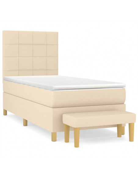 Giroletto a Molle con Materasso Crema 90x190 cm in Tessuto