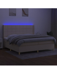 Letto a Molle Materasso e LED bianco 200x200cm in Tessuto 2