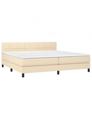 Giroletto a Molle con Materasso Crema 200x200 cm in Tessuto