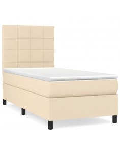 Giroletto a Molle con Materasso Crema 90x190 cm in Tessuto