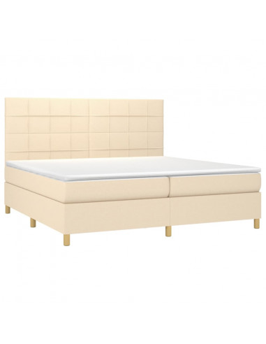 Giroletto a Molle con Materasso Crema 200x200 cm in Tessuto