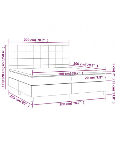 Giroletto a Molle con Materasso Crema 200x200 cm in Tessuto