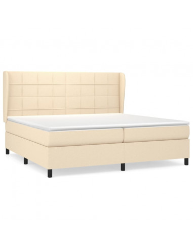 Giroletto a Molle con Materasso Crema 200x200 cm in Tessuto