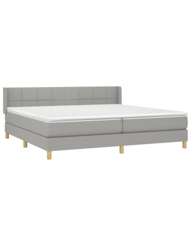 Giroletto a Molle con Materasso Grigio Chiaro 200x200cm Tessuto