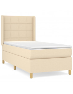 Giroletto a Molle con Materasso Crema 90x190 cm in Tessuto