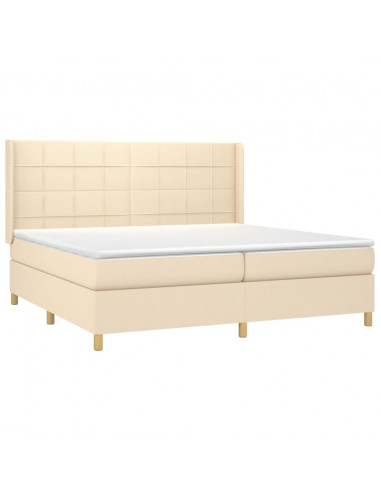 Giroletto a Molle con Materasso Crema 200x200 cm in Tessuto