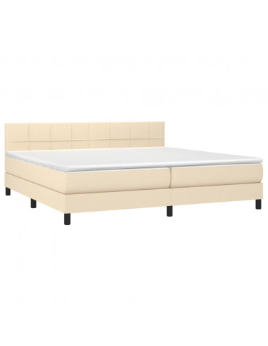 Letto a Molle Materasso e LED bianco 200x200cm in Tessuto