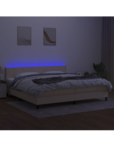 Letto a Molle Materasso e LED bianco 200x200cm in Tessuto