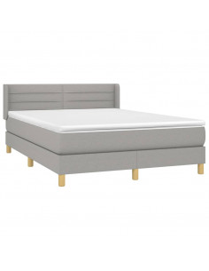 Giroletto a Molle con Materasso Grigio Chiaro 140x200cm Tessuto 2