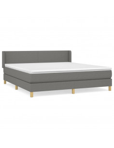 Giroletto a Molle con Materasso Grigio Scuro 180x200 cm Tessuto