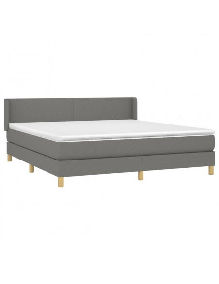Giroletto a Molle con Materasso Grigio Scuro 180x200 cm Tessuto