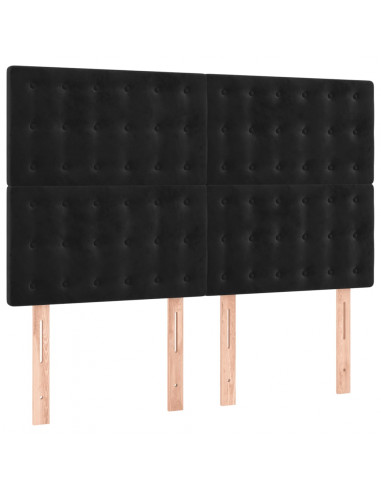 Giroletto a Molle con Materasso Nero 140x190 cm in Velluto