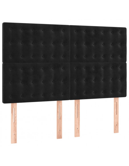 Giroletto a Molle con Materasso Nero 140x190 cm in Velluto