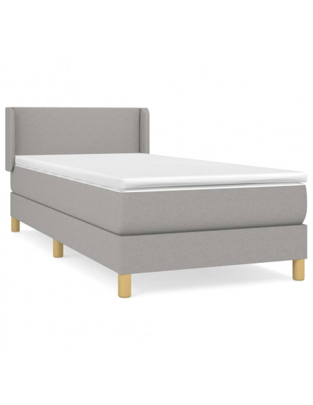Giroletto a Molle con Materasso Grigio Chiaro 90x200 cm Tessuto