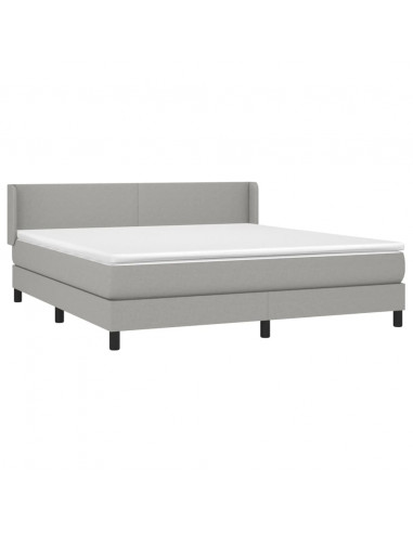 Giroletto a Molle con Materasso Grigio Chiaro160x200 cm Tessuto