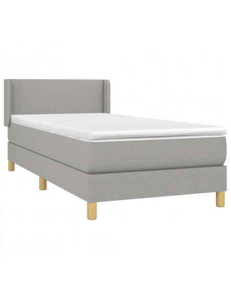 Giroletto a Molle con Materasso Grigio Chiaro 90x190 cm Tessuto