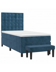 Giroletto a Molle con Materasso Blu Scuro 100x200 cm in Velluto 2