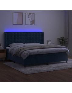 Letto a Molle con Materasso e LED Blu Scuro 200x200 cm 2
