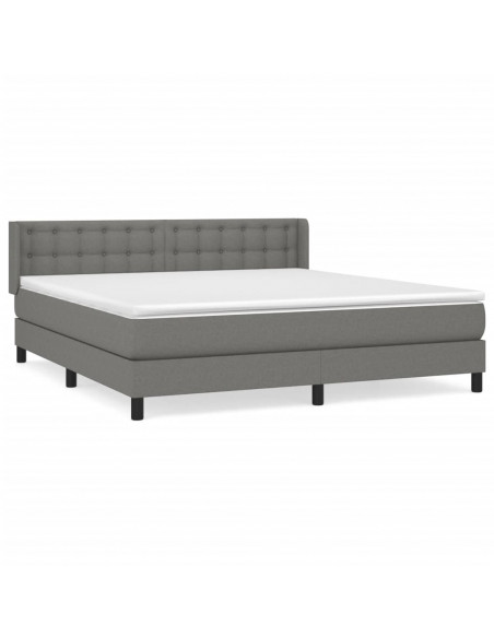 Giroletto a Molle con Materasso Grigio Scuro 180x200 cm Tessuto