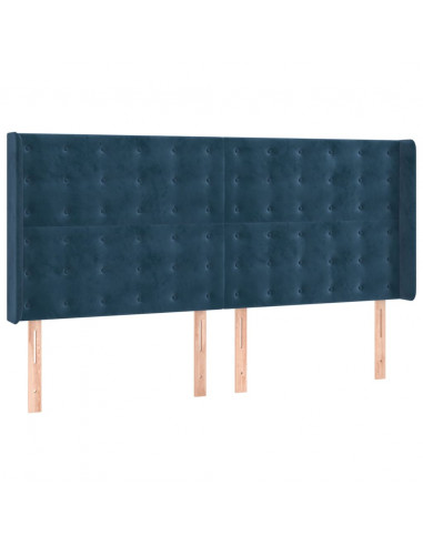 Giroletto a Molle con Materasso Blu Scuro 200x200 cm in Velluto