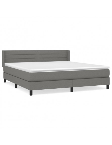 Giroletto a Molle con Materasso Grigio Scuro 160x200 cm Tessuto