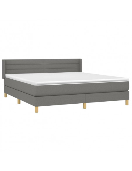 Giroletto a Molle con Materasso Grigio Scuro 160x200 cm Tessuto