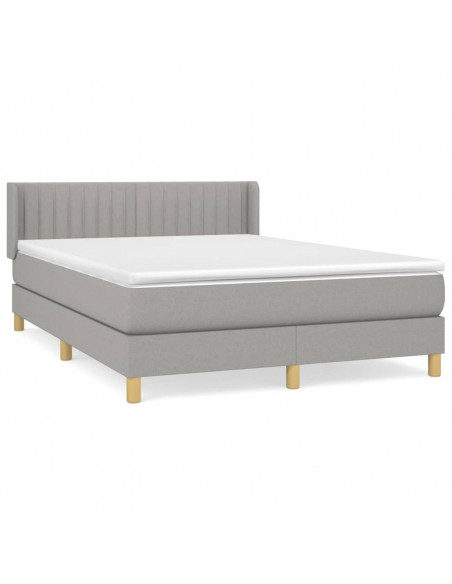 Giroletto a Molle con Materasso Grigio Chiaro 140x200cm Tessuto