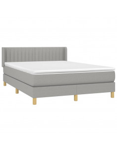 Giroletto a Molle con Materasso Grigio Chiaro 140x190cm Tessuto 2