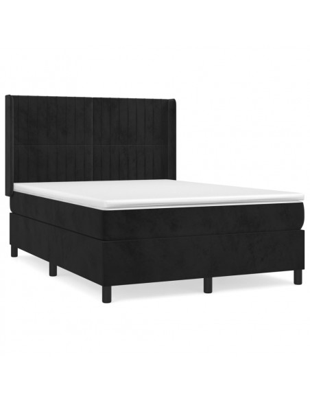 Giroletto a Molle con Materasso Nero 140x200 cm in Velluto
