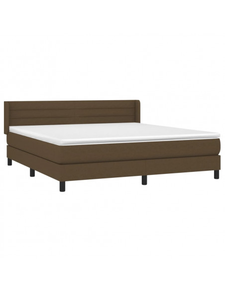 Giroletto a Molle con Materasso Marrone Scuro 160x200cm Tessuto