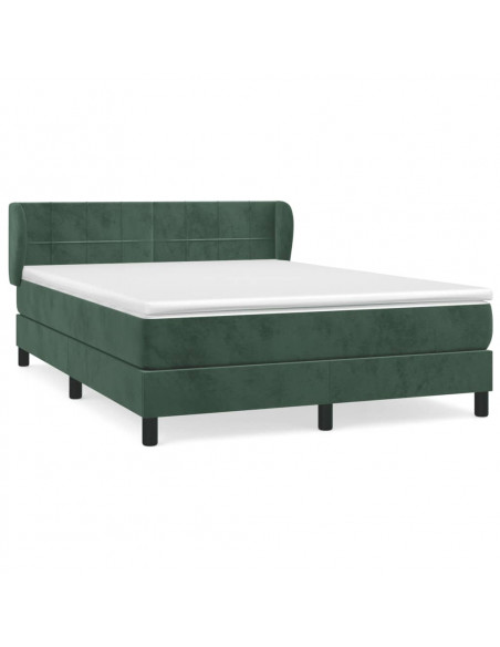 Giroletto a Molle con Materasso Verde Scuro 140x190 cm Velluto