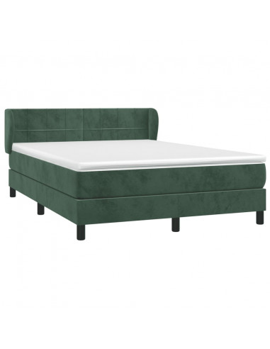 Giroletto a Molle con Materasso Verde Scuro 140x190 cm Velluto