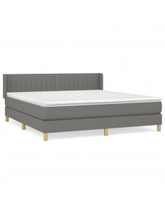 Giroletto a Molle con Materasso Grigio Scuro 160x200 cm Tessuto