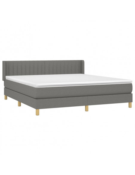 Giroletto a Molle con Materasso Grigio Scuro 160x200 cm Tessuto