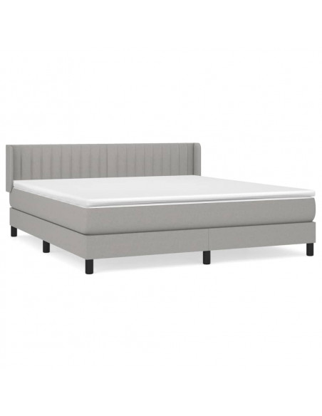 Giroletto a Molle con Materasso Grigio Chiaro160x200 cm Tessuto
