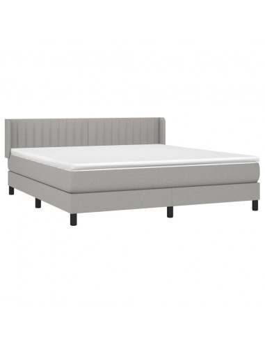 Giroletto a Molle con Materasso Grigio Chiaro160x200 cm Tessuto