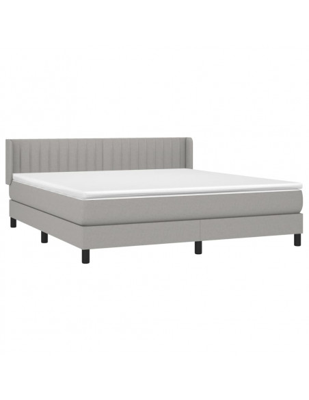 Giroletto a Molle con Materasso Grigio Chiaro160x200 cm Tessuto