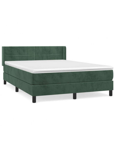 Giroletto a Molle con Materasso Verde Scuro 140x200 cm Velluto