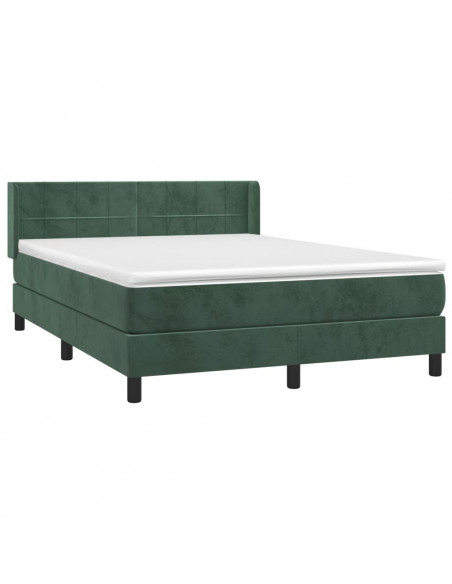 Giroletto a Molle con Materasso Verde Scuro 140x200 cm Velluto