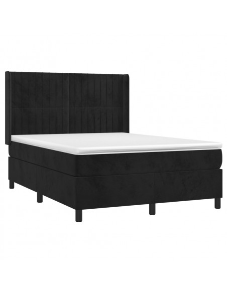 Giroletto a Molle con Materasso Nero 140x190 cm in Velluto