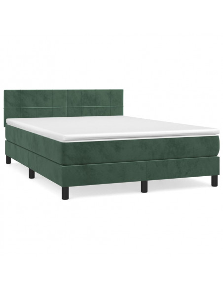 Giroletto a Molle con Materasso Verde Scuro 140x190 cm Velluto