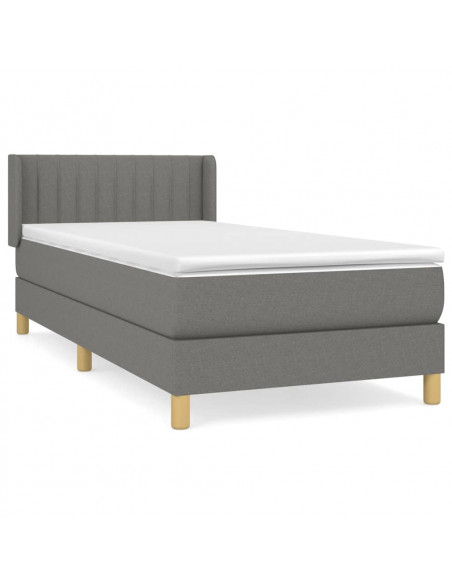 Giroletto a Molle con Materasso Grigio Scuro 90x190 cm Tessuto