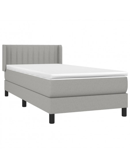 Giroletto a Molle con Materasso Grigio Chiaro 90x190 cm Tessuto