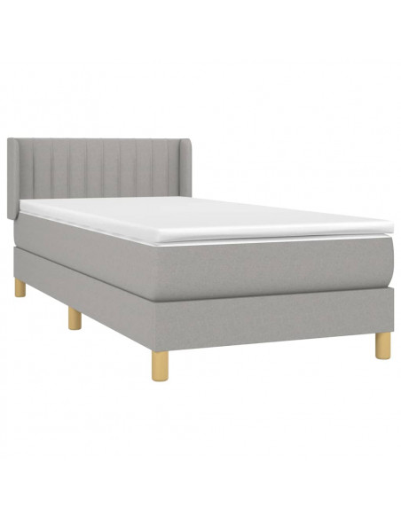 Giroletto a Molle con Materasso Grigio Chiaro 90x190 cm Tessuto