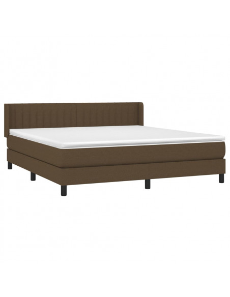 Giroletto a Molle con Materasso Marrone Scuro 180x200cm Tessuto
