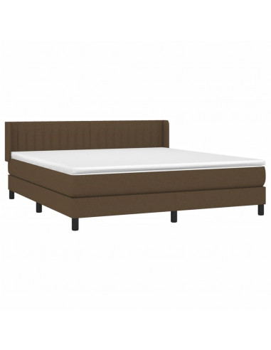 Giroletto a Molle con Materasso Marrone Scuro 160x200cm Tessuto