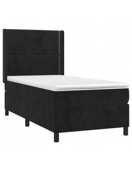 Giroletto a Molle con Materasso Nero 80x200 cm in Velluto