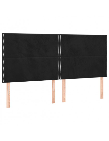 Giroletto a Molle con Materasso Nero 160x200 cm in Velluto