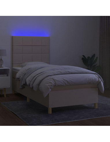 Letto a Molle con Materasso e LED Crema 80x200 cm in Tessuto